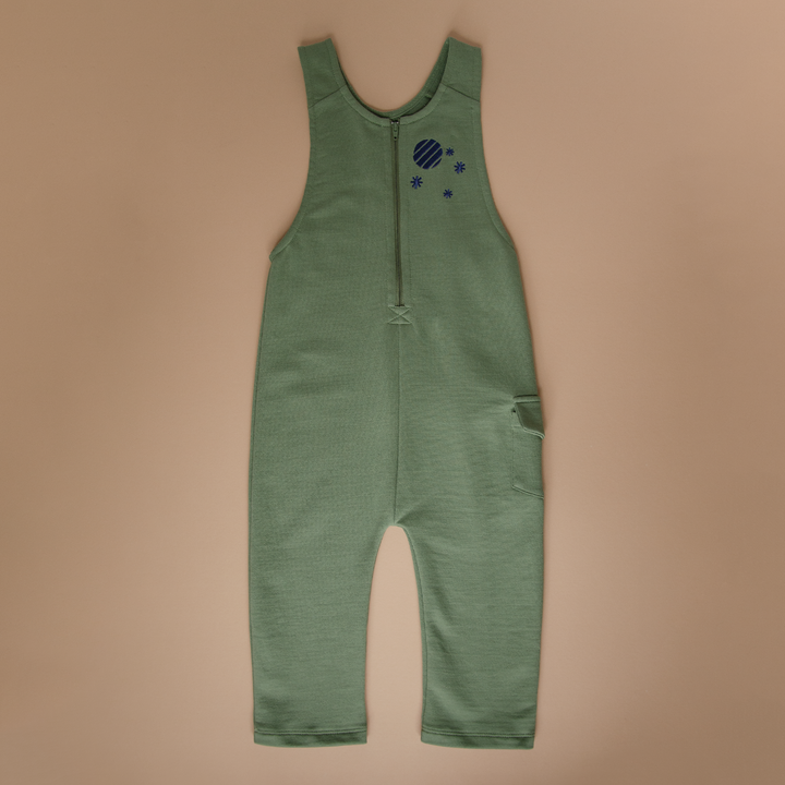 Organic Overall with Embroidery - Green