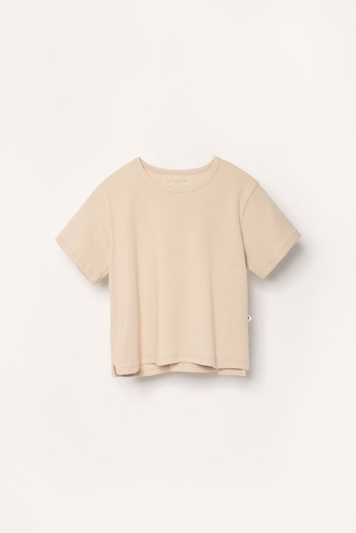 Tee-shirt confort côtelé, Sand | Organic Pima Cotton - Granelito 