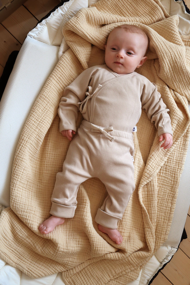 Ribbed sand kimono baby body