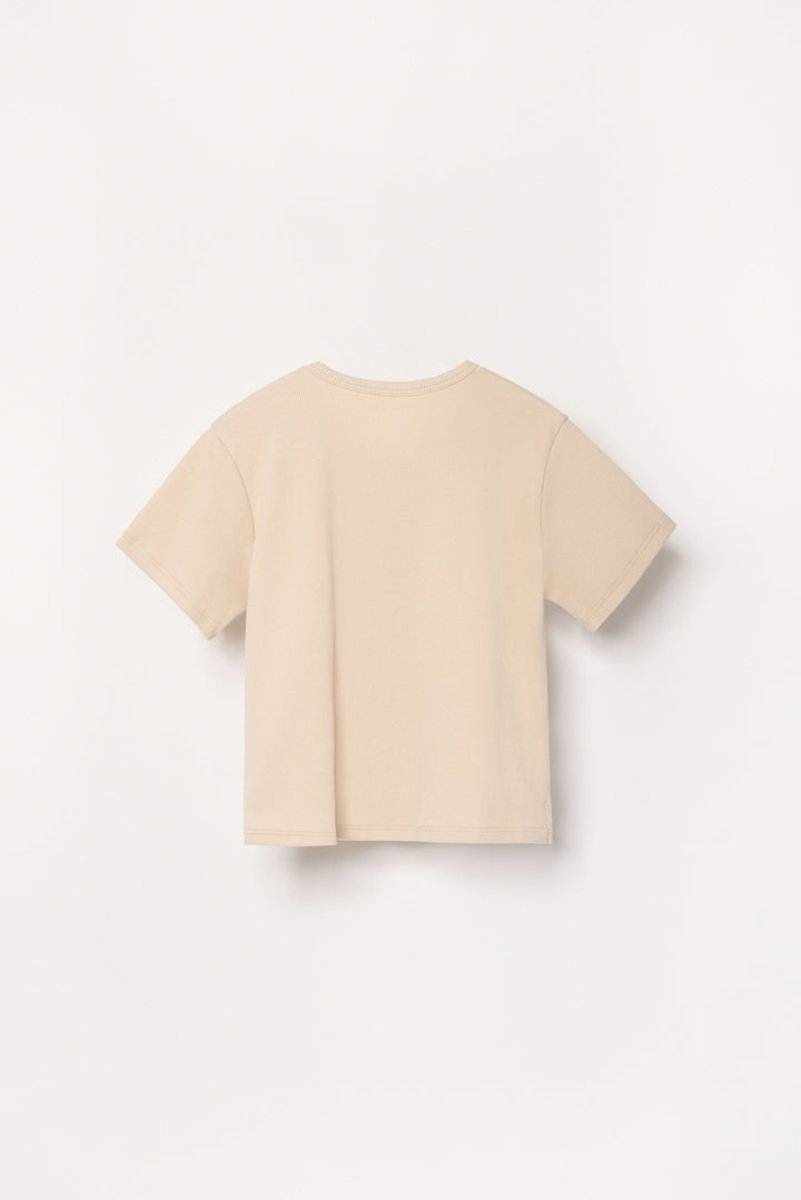 Tee-shirt confort côtelé, Sand | Organic Pima Cotton - Granelito 