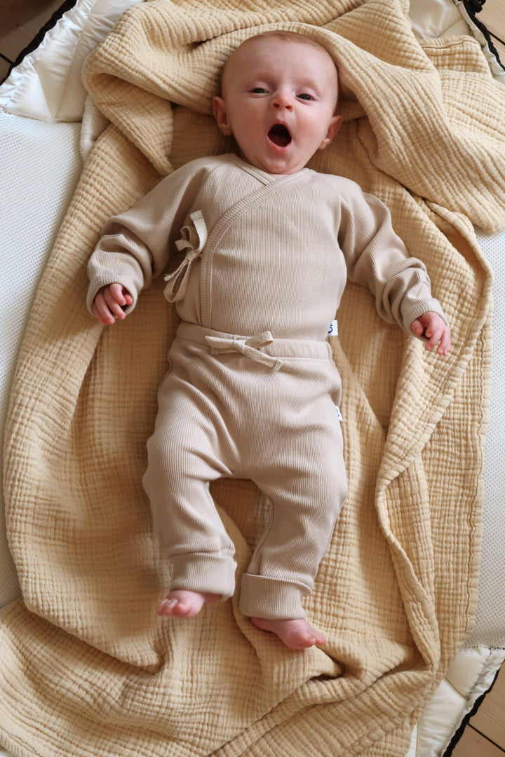 Ribbed sand kimono baby body