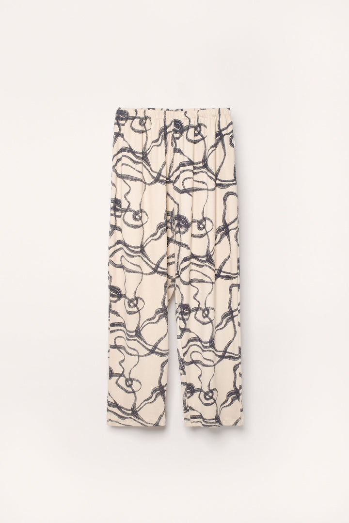 Pantalón de mujer de punto elástico con estampado de viento abstracto