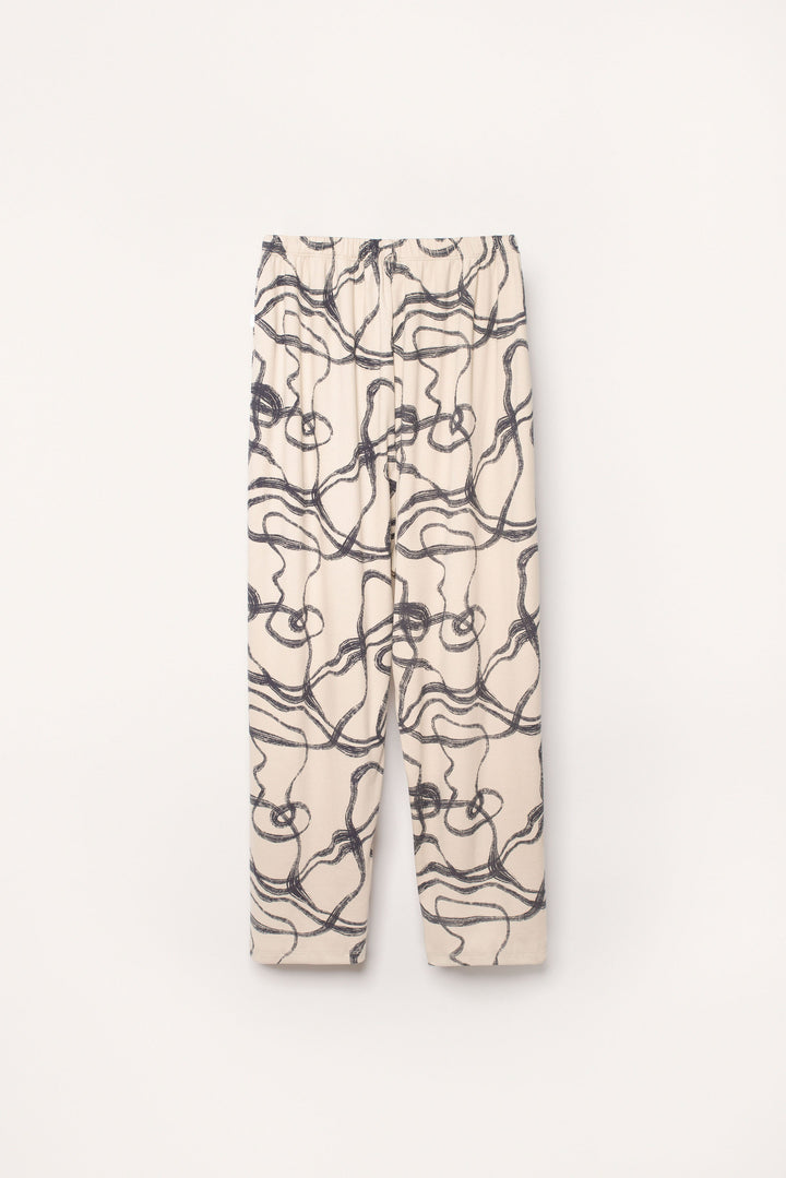 Pantalón de mujer de punto elástico con estampado de viento abstracto