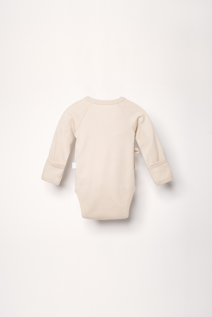 Baby kimono body in sand with embroidered heart