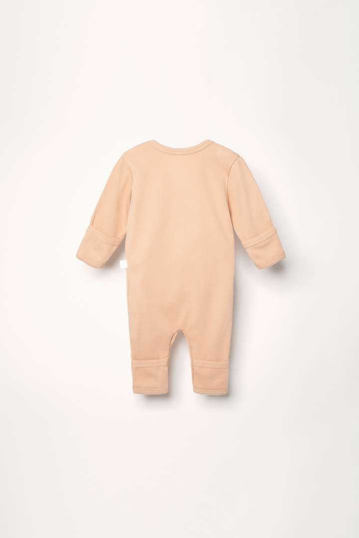 Ribbed pink kimono baby jumpsuit
